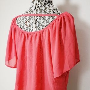 Cropped Swing Top Butterfly Sleeve Top